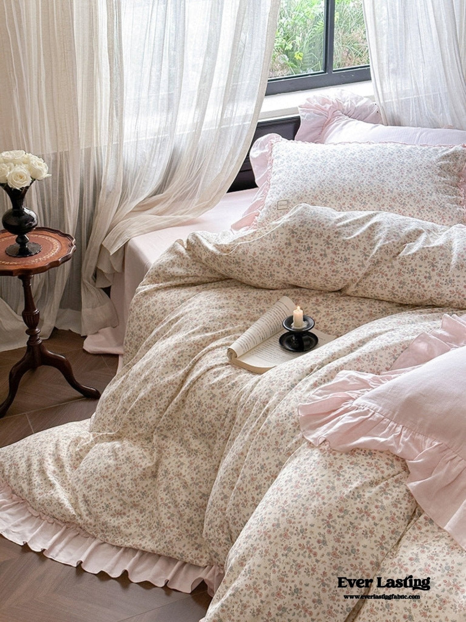 Vivienne Floral Double Gauze Bedding Set / Blue Ocean