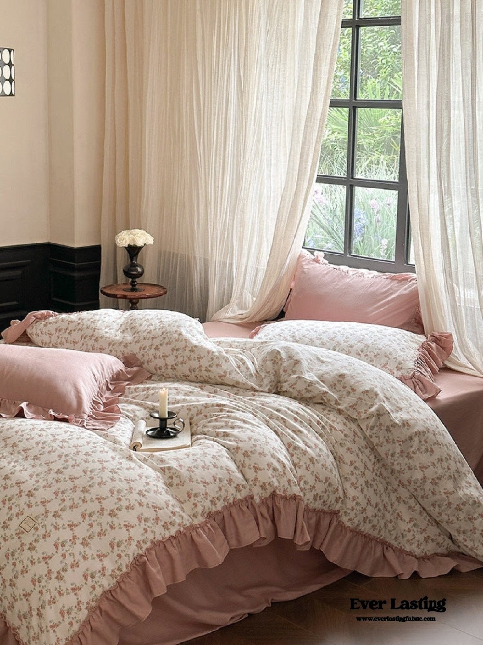 Vivienne Floral Double Gauze Bedding Set / Blue Ocean