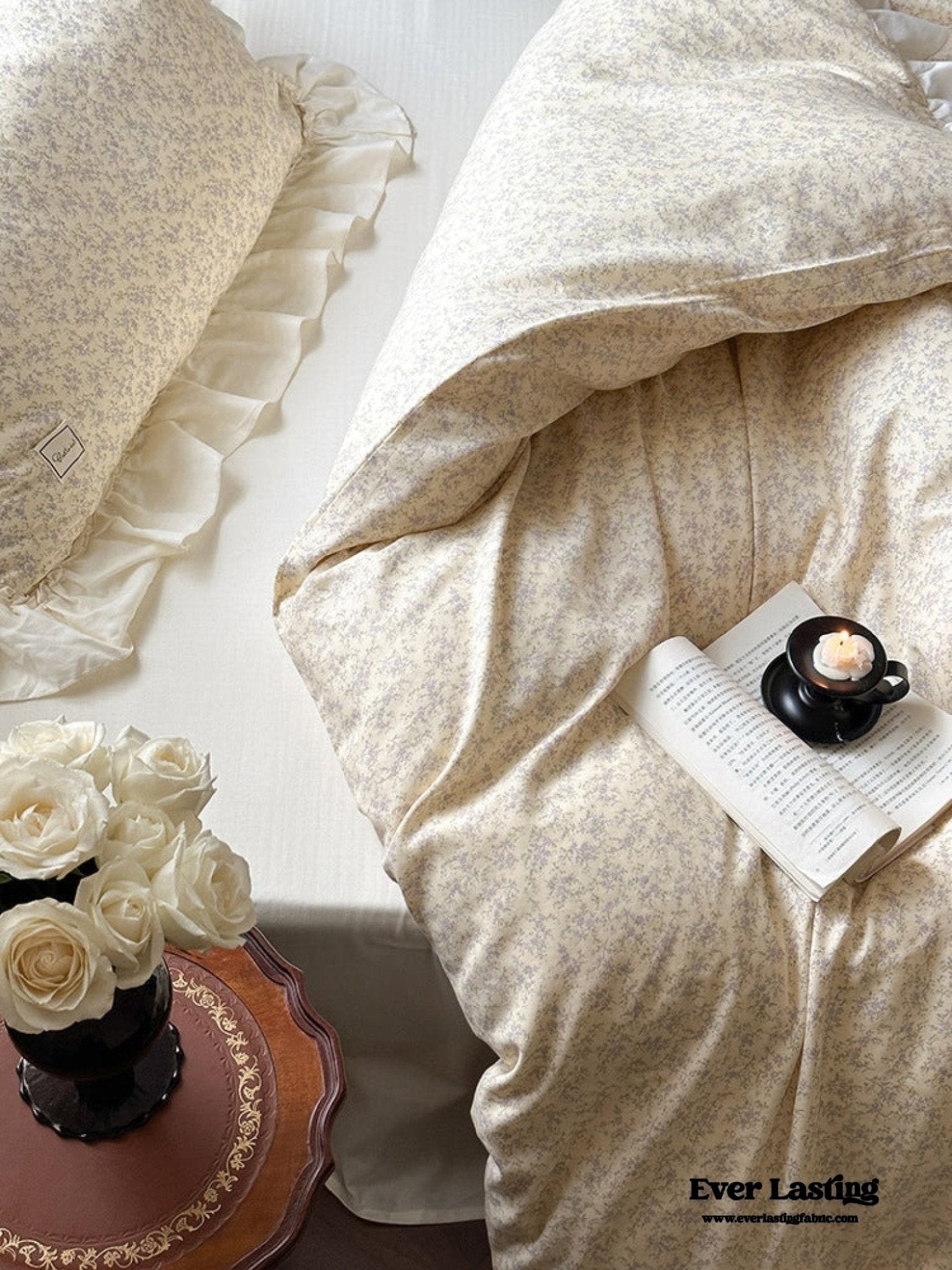Vivienne Floral Double Gauze Bedding Set / Blue Ocean