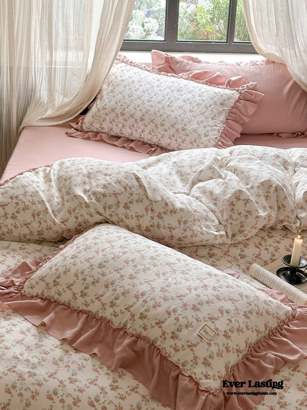 Vivienne Floral Double Gauze Bedding Set / Blue Ocean