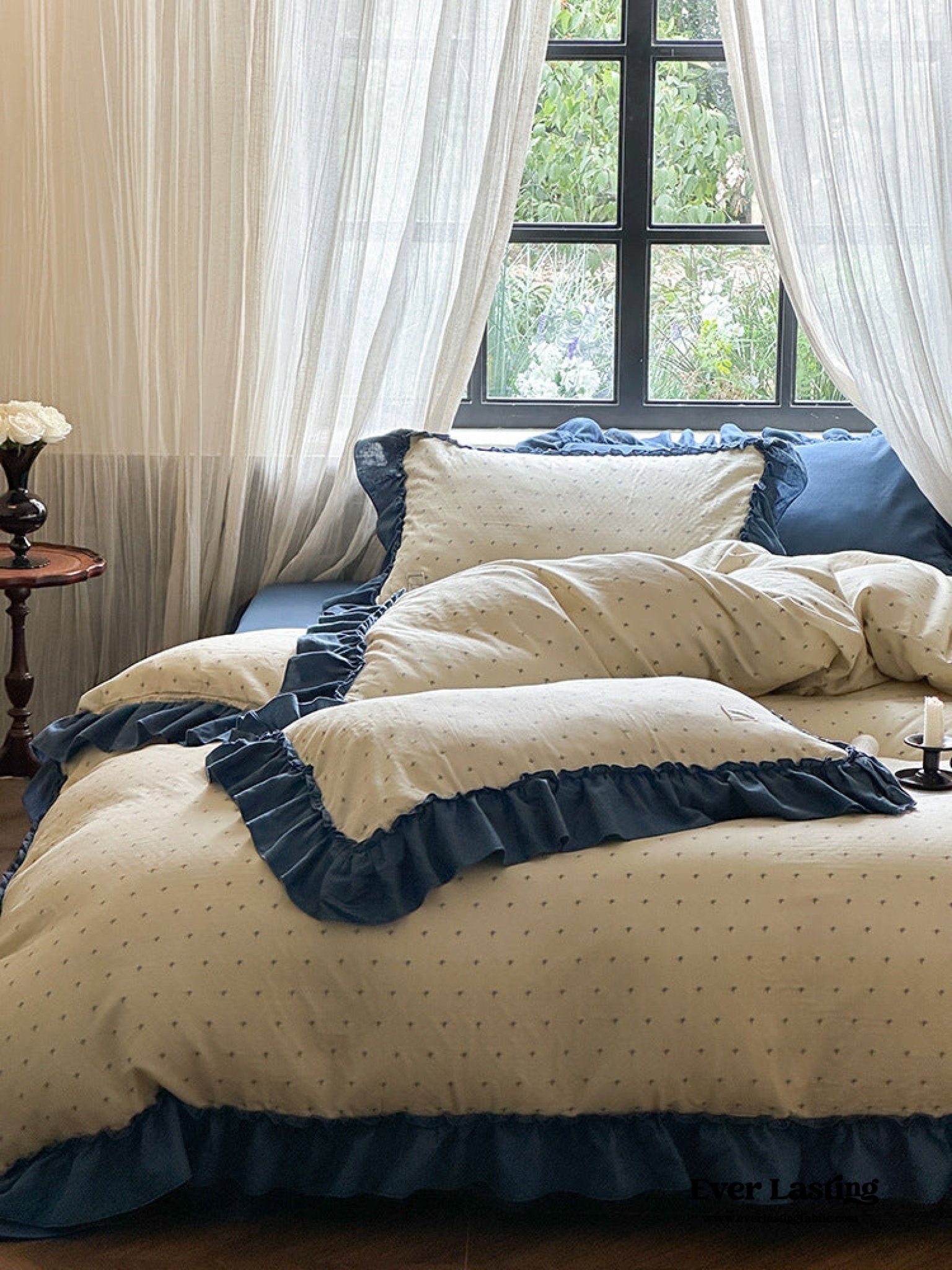 Vivienne Floral Double Gauze Bedding Set / Blush Pink