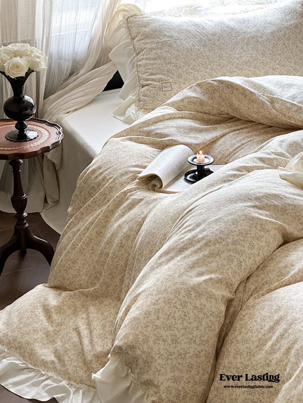 Vivienne Floral Double Gauze Bedding Set / Blush Pink