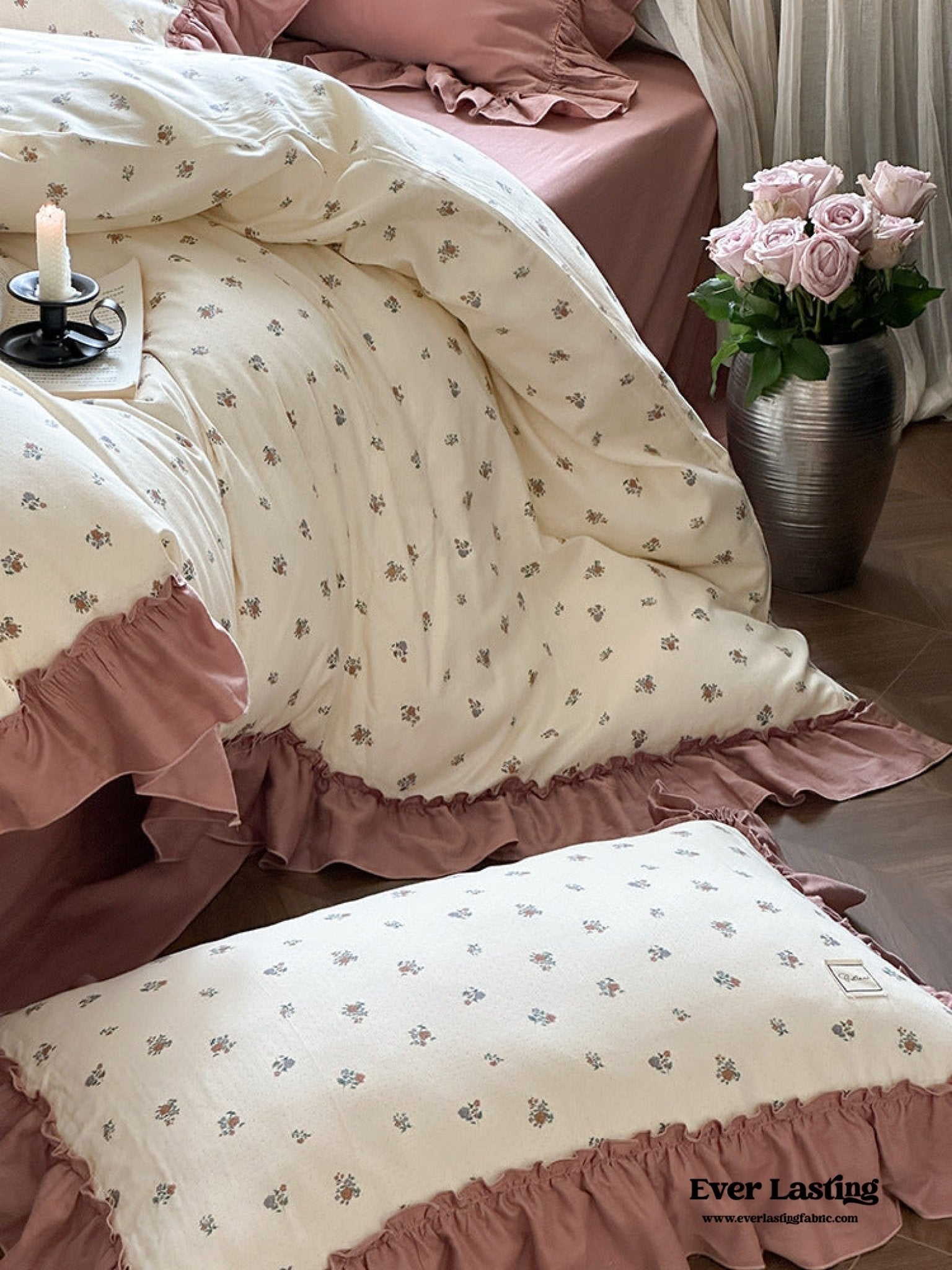 Vivienne Floral Double Gauze Bedding Set / Blush Pink