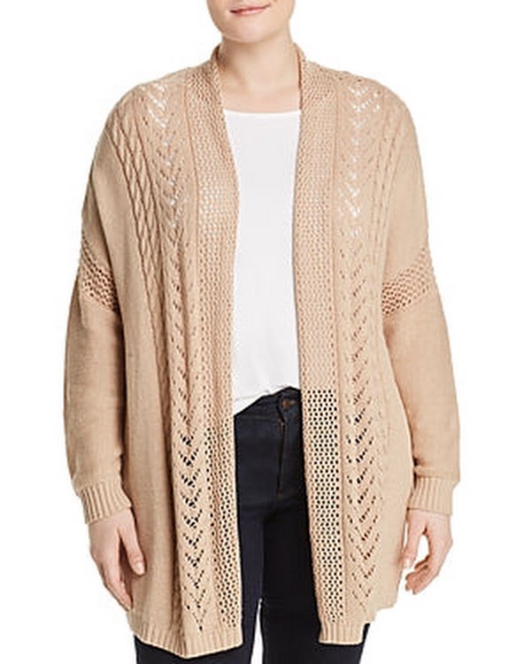 One A Womens Plus Long Sweater Open-Front Sweater