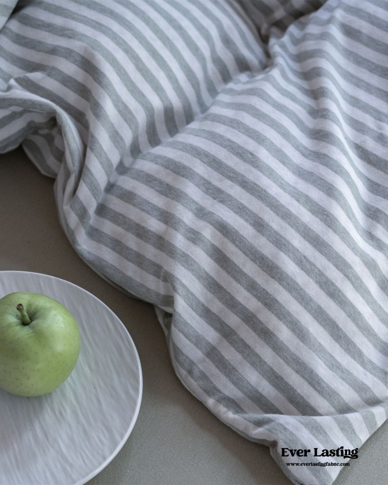 Wren Fresh Striped Jersey Knit Bedding Set / Beige