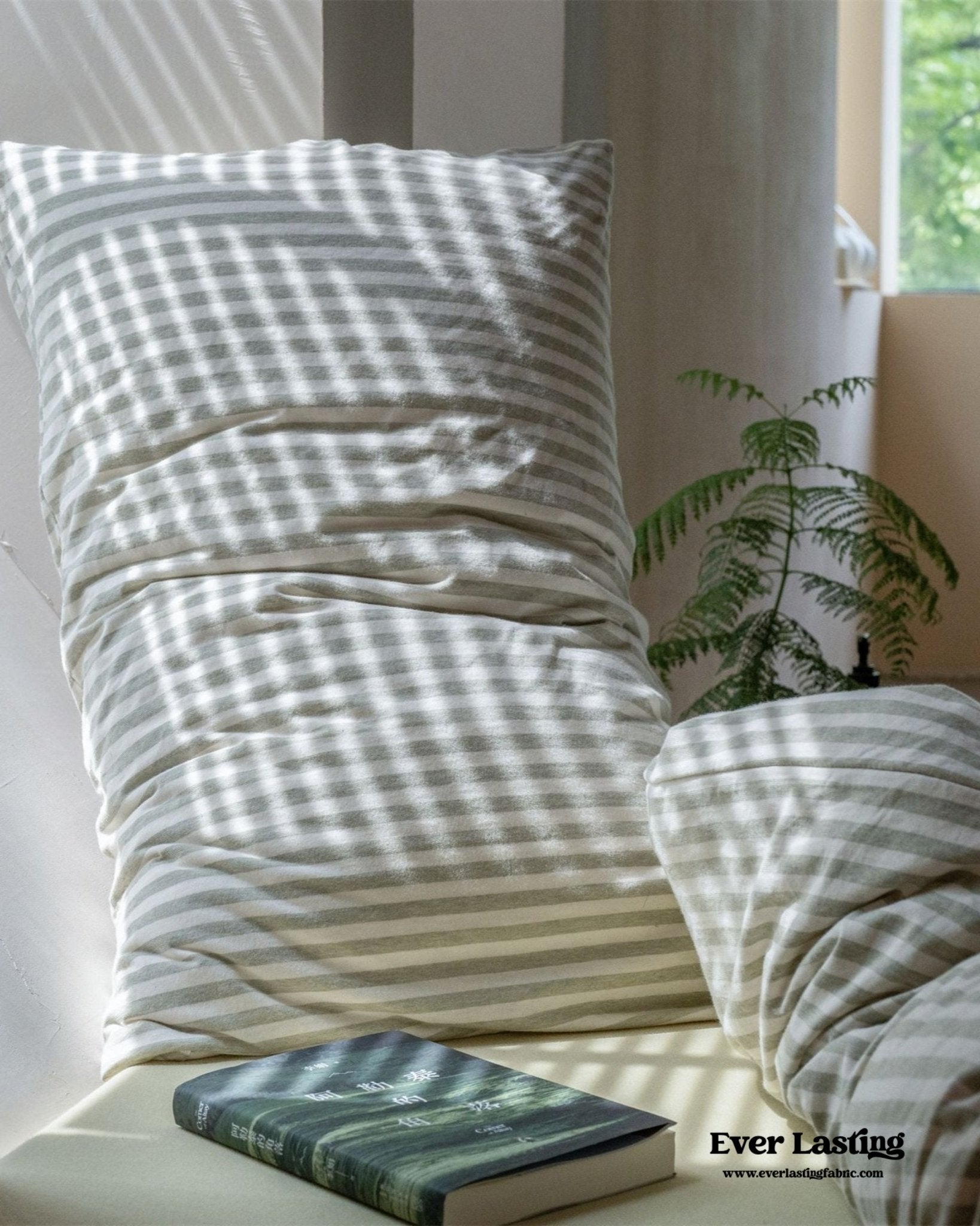 Wren Fresh Striped Jersey Knit Bedding Set / Beige
