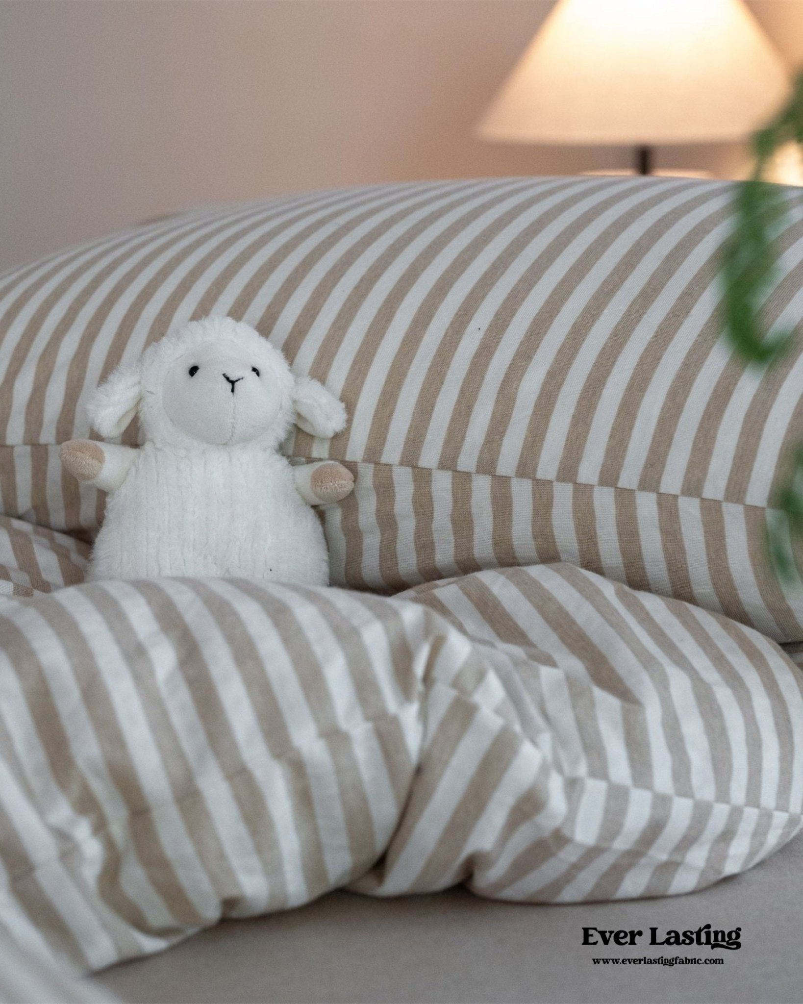 Wren Fresh Striped Jersey Knit Bedding Set / Beige