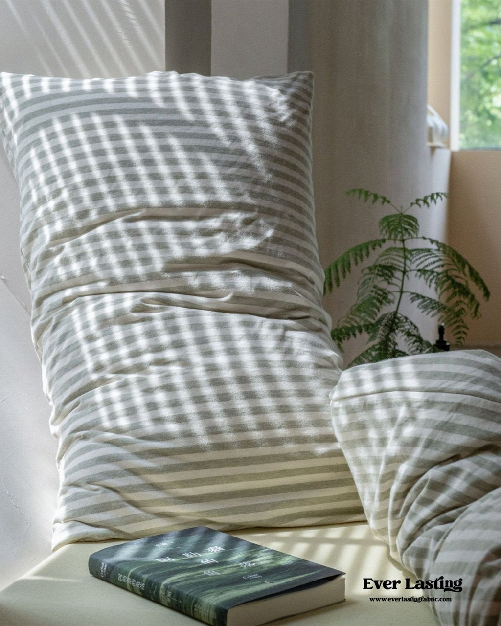 Wren Fresh Striped Jersey Knit Bedding Set / Green