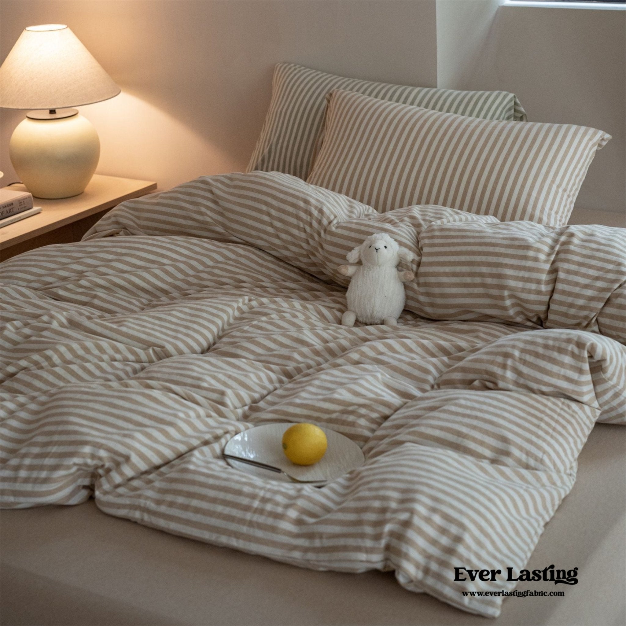 Wren Fresh Striped Jersey Knit Bedding Set / Green