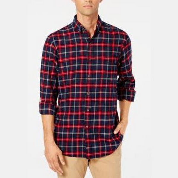 Club Room Mens Plaid Flannel Shirt