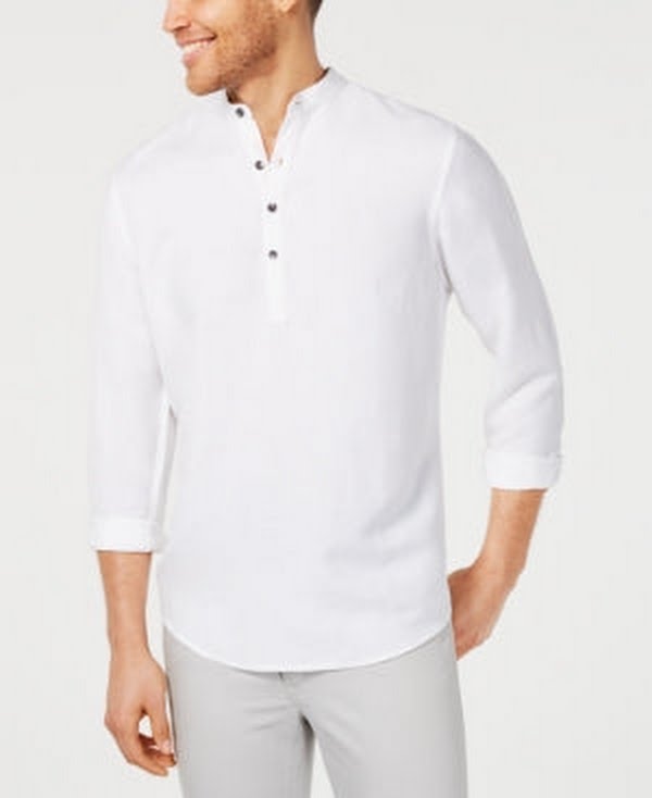 I.n.c. Mens Four-Button Linen Shirt
