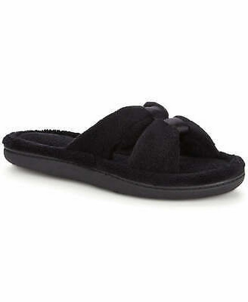Isotoner Micro-Terry Satin Slide Slipper, 8.5-9