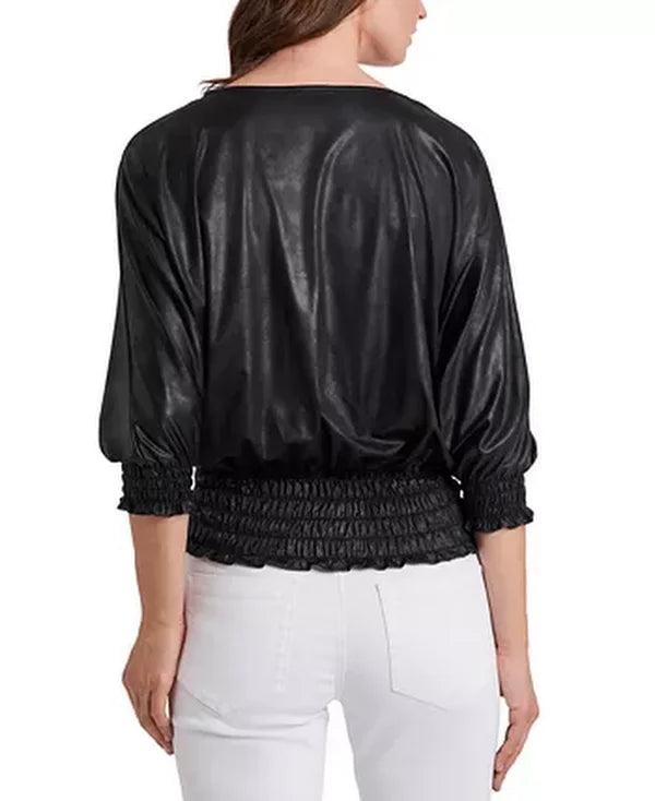 Vince Camuto Smocked-Hem Blouse, Size XS