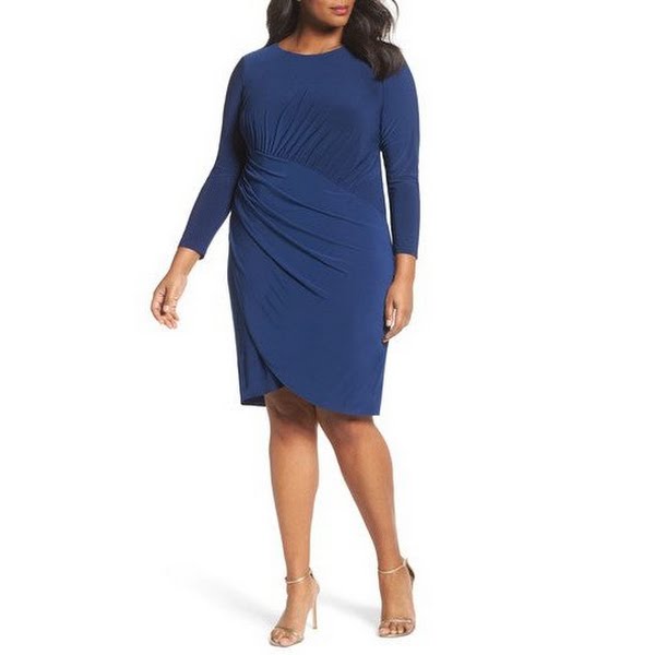 Adrianna Papell Womens Plus Asymmetrical Ruched Cocktail Dress, Size 22W