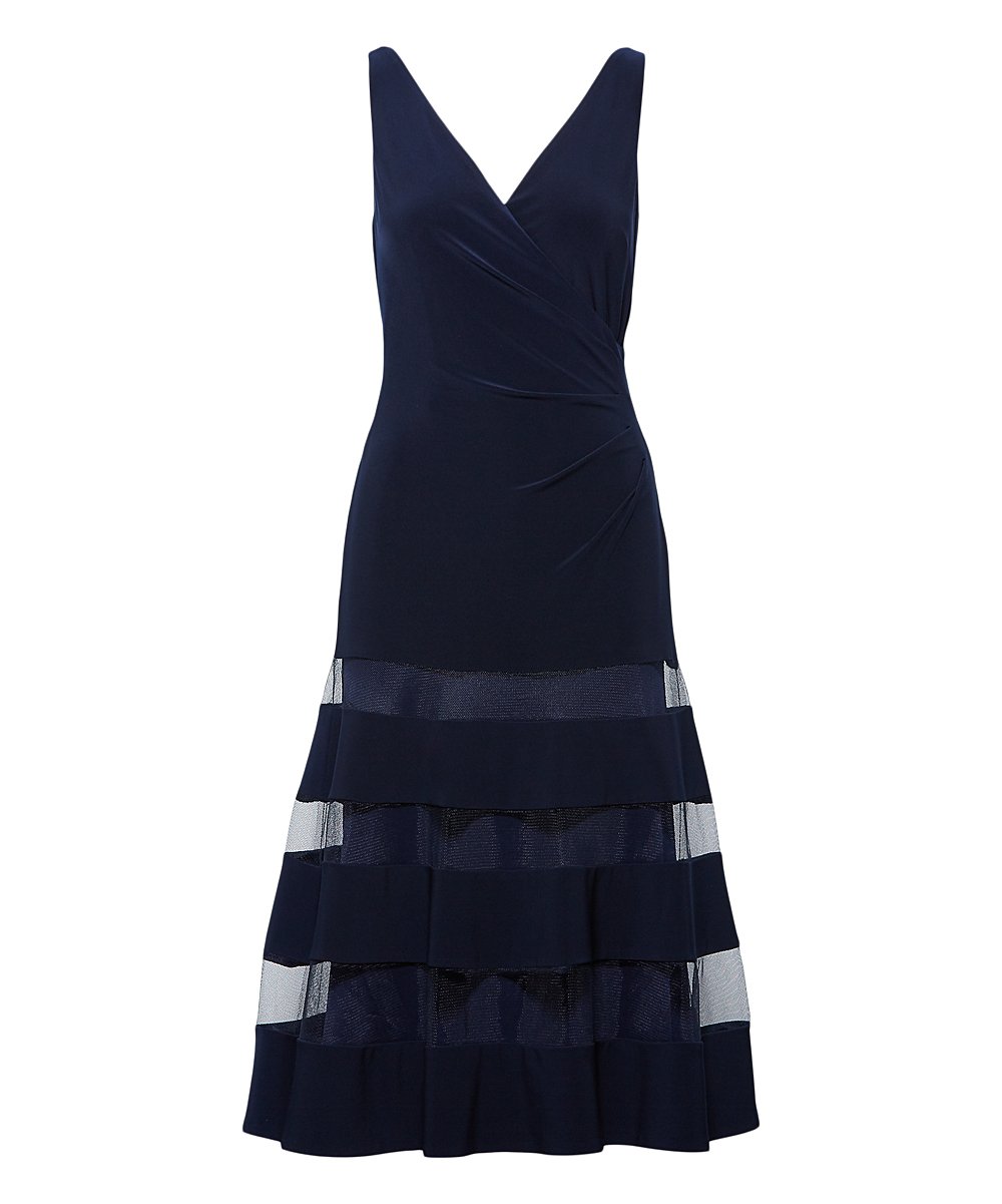 Lauren Ralph Lauren Lighthouse Navy Tulle-Panel A-Line Dress, 6